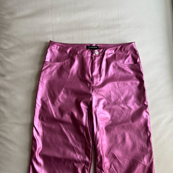 METALLIC FAUX LEATHER STRAIGHT PANT - Picture 4 of 4